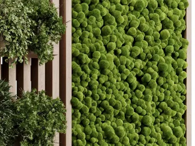  Vertical plant and moss garden wall decor wooden garden 87  3D model