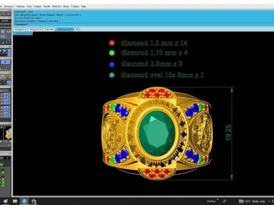 LUXURY DIAMOND RING WITH DRAGON FOR MEN 338 3D print model