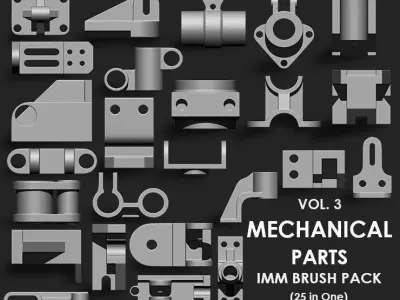 MECHANICAL PARTS MEGA PACK 4 IN ONE  87 BRUSHES 3D model