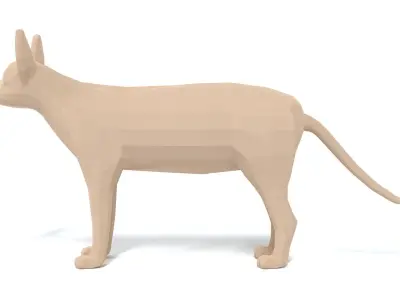 Low Poly Cartoon Sphynx Cat Low-poly 3D model