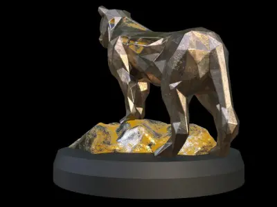 Steampunk Lioness Rock Low-poly 3D model