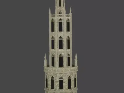 Gothic Bell Tower  Medieval Fantasy 3D Model 3D model
