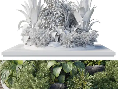 Garden of Plants shrubs palm - outdoor garden set 167 Low-poly 3D model