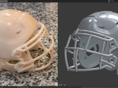 Modern Football Helmet Simplified 3D print model