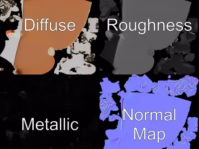 Elegant Embroidered Glove Model Pack Low-poly 3D model