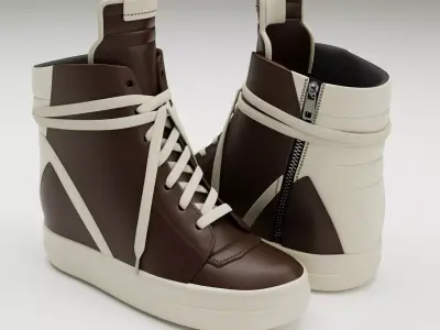 Sneakers Rick Owens Geobasket Converse Brown Low-poly 3D model