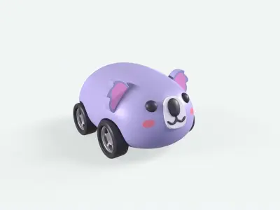 Cartoon Koala Car Cute Low-poly 3D model