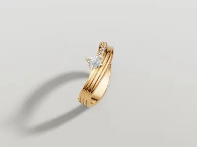 Modern ring with diamonds Free 3D print model