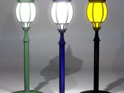 A collection of Street Lamps - Set II Low-poly 3D model