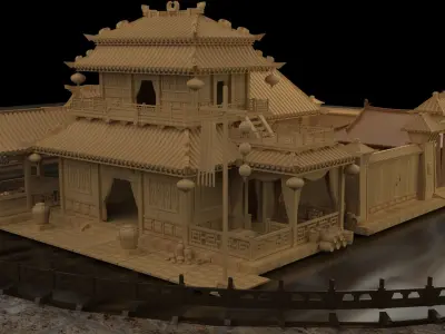 Chinese ancient courtyard  3D model