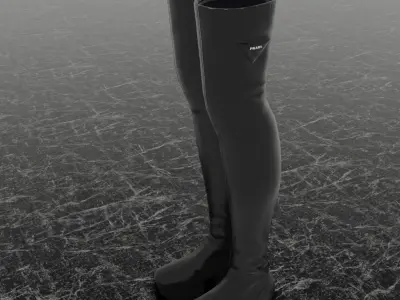 PRADA HIGH LEATHER BOOTS 3D SHOES Low-poly 3D model