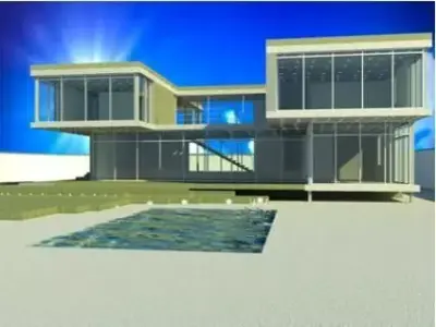 It is a small hotel and it can be used as a villa Low-poly 3D model