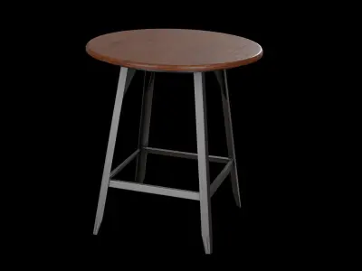 Hudson Pub Table walnut Low-poly 3D model