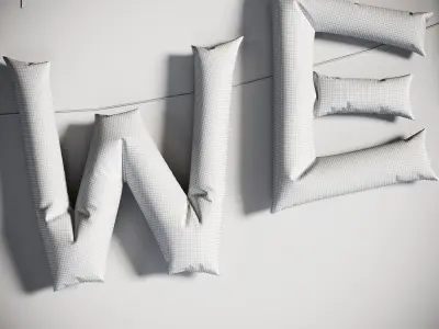 Balloons with festive inscriptions 3D model