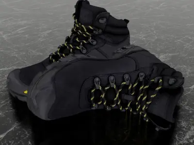 GREYDER 3D BOOTS - BLACK Low-poly 3D model