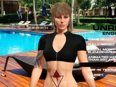 Swinwear girl full rigged - game ready - animated Low-poly 3D model