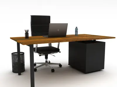 office work and meeting table 02 3D Low-poly 3D model