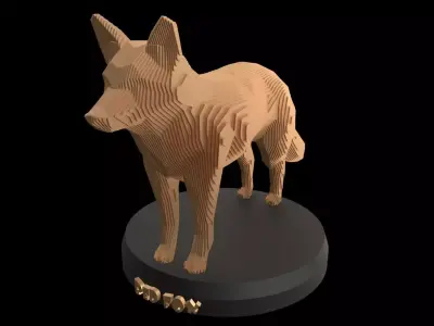 Parametric Red Fox Low-poly 3D model
