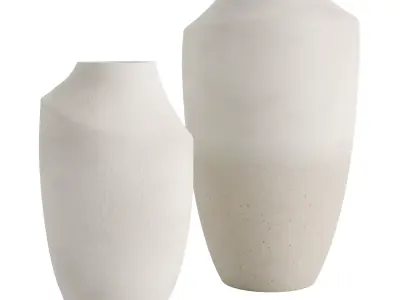 Slope White Ceramic Vase 3D model