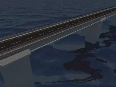 Bridge section Tileable Low-poly 3D model