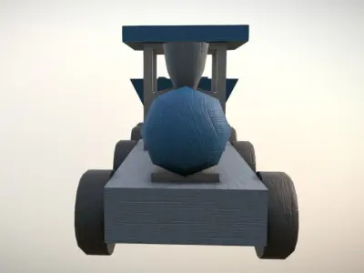 Game Ready Blue Wooden Kids Toy Train Low-poly 3D model