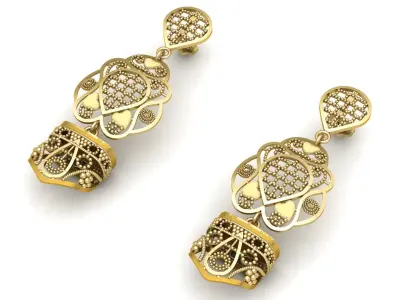 PRECIOUS INDIAN EARRING 3D PRINTABLE MODEL  3D print model