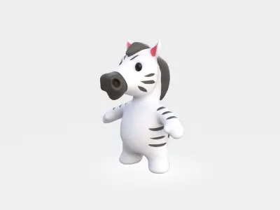 Little animal baby - Zebra cute - Animated  Low-poly 3D model