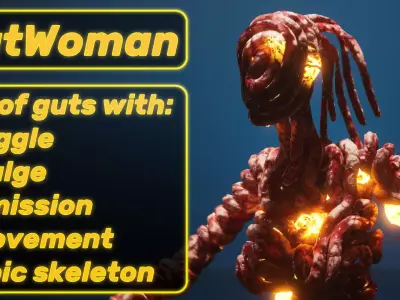 GutWoman glowing human body Low-poly 3D model