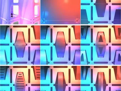 Stage Decor Collection 04 Modular Wall Column 9 Pieces