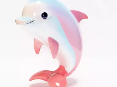 Pink Dolphin Chibi Kawaii Cute toy 3D print model