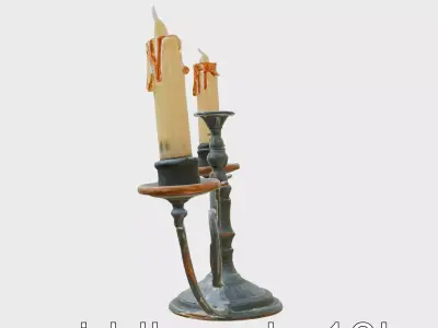 Antique Iron Candelabra Weathered Finish model pack Low-poly 3D model