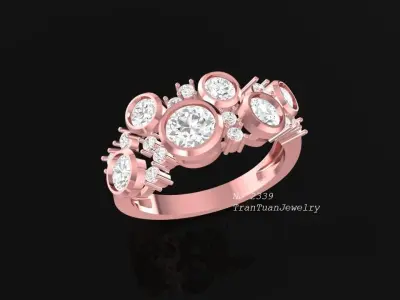 Luxury Cluster Diamond Gold Ring for Women 2339 3D print model