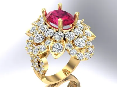 Gemstone rings - Oval stone ring - Diamond rings - 3021 3D print model