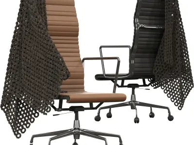 Genuine leather work chair 3D model