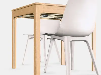 EKEDALEN - ODGER Table and 2 chairs Low-poly 3D model