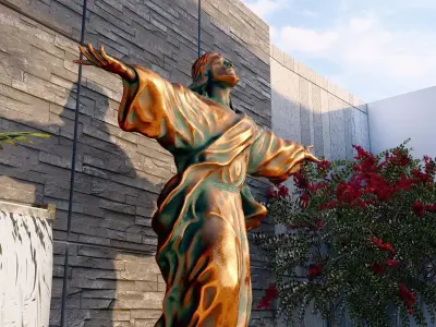 Jesus go to heaven statue 3D model