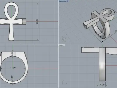 Ankh cross ring model 889 3D print model