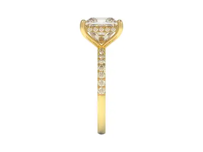 Engagement Ring Princess Cut Center Diamond 3D print model
