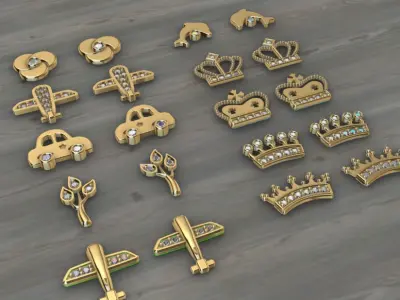 Aretes -Topitos para dama paquete de 10 -v- 3D print model