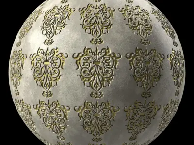 Plaster Materials 10- Ornament Plaster Pbr 4k seamless Sbsar Low-poly 3D model