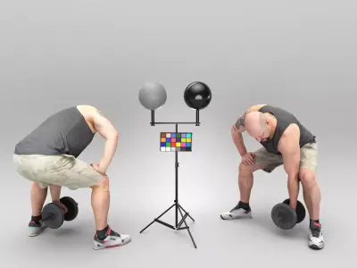 Sporty man training with dumbbell 413 Low-poly 3D model