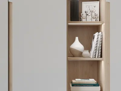 Wardrobe 4 with shelves and bookshelf 3D model