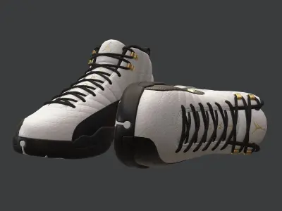 PBR Air Jordan 12-retro sneakers Royalty colorway Low-poly 3D model