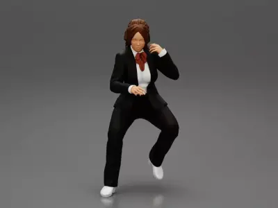 Beautiful young woman musician sitting 3D print model