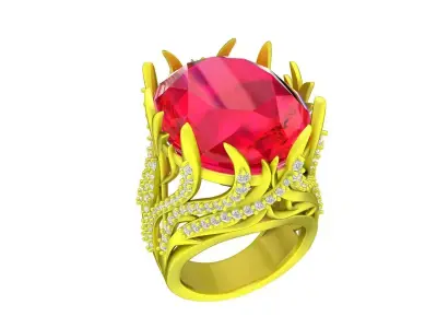 A7604 Luxury Oval Diamond Art Women Ring 3D print model