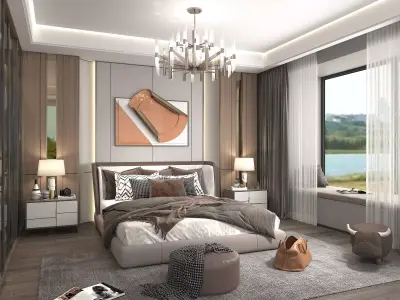 Modern Bedroom Scene 13 3D model