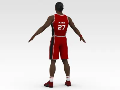 Basketball Player Red Player 02 3D model