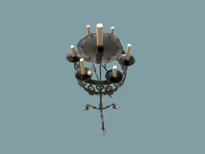 Medieval Candle Holder Low-poly 3D model
