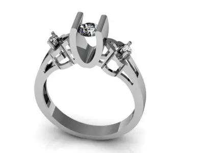 Solitaire ring 3D print model 26