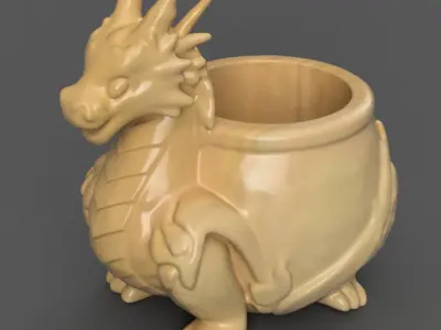 dragon planter - vase - garden urn - candy dish - candle holder 3D print model